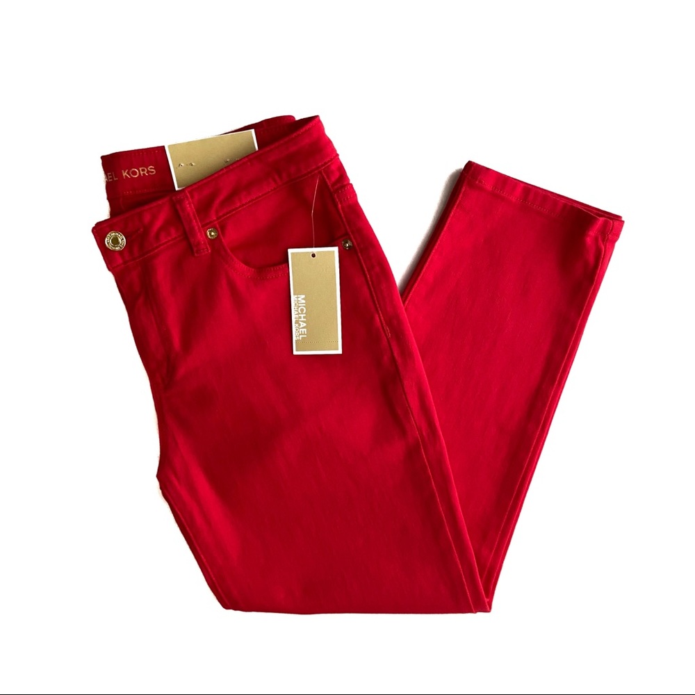 Michael Kors Red Cropped Skinny Mid-Rise Size 6